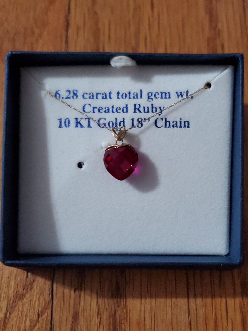 Created Ruby Pendant Necklace – 10KT Gold Chain